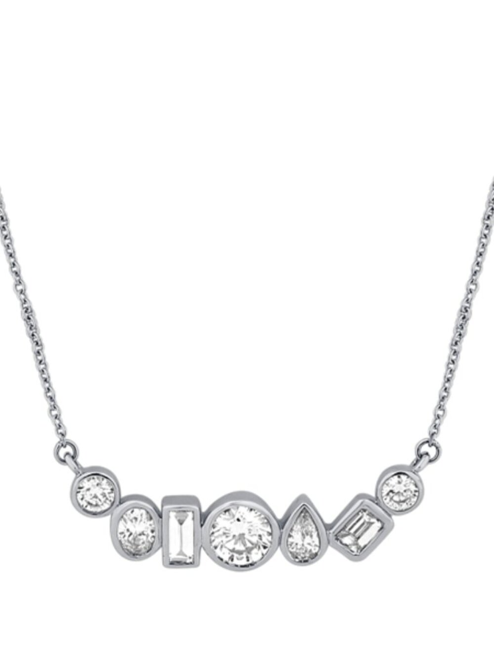 1.00 Carat Natural Diamond Fancy Necklace 14K White Gold G SI
